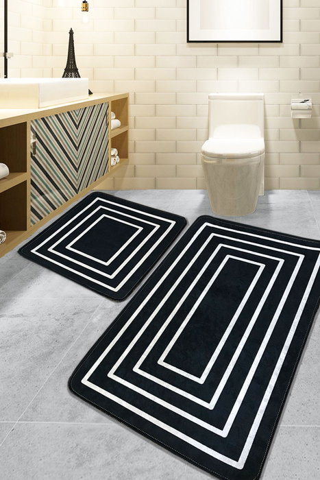 Mijölnir Wale - Black Juego de Alfombrillas de Baño Negro de 2 Piezas Mijölnir Wale - Black Juego de Alfombrillas de Baño Negro de 2 Piezas